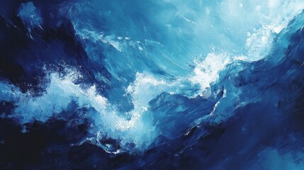 Fototapeta premium Abstract Ocean Waves: A Symphony of Blue Hues