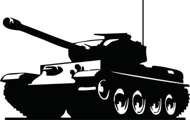 Tank isolated on white background. Vector Military machine. Tank logotype. Black and white tank icon.