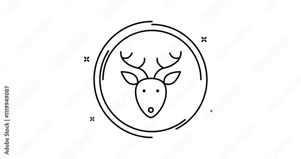Poster deer animated line icon with alpha channel. reindeer rotation appearance 4k motion design animation 