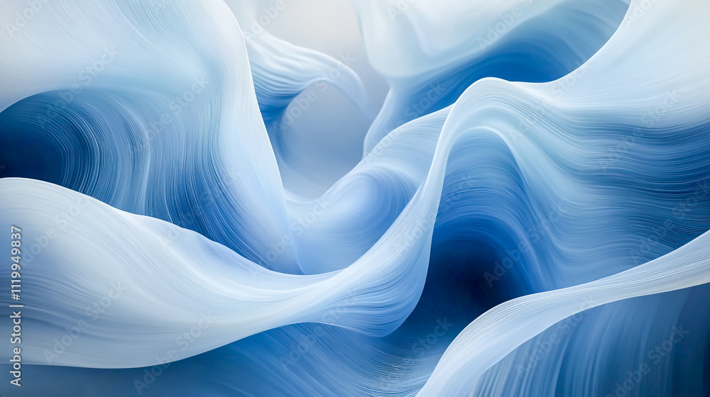 Poster bstract blue background with soft flowing curved lines and gentle gradients