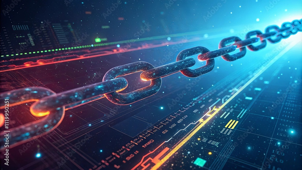 Poster A chain of links is shown in a colorful, abstract style