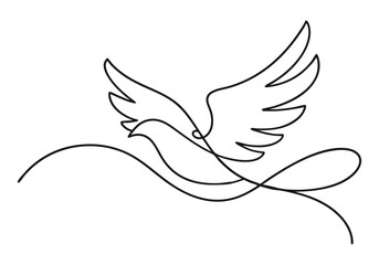 Continuous One-Line Drawing of a Bird in Flight - Minimalist Freedom Art