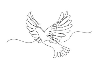 Continuous One-Line Drawing of a Bird in Flight - Minimalist Freedom Art