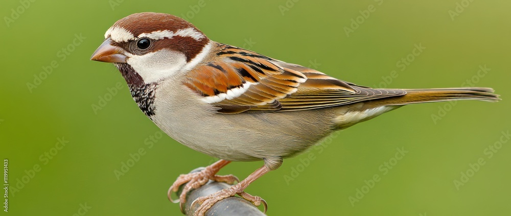 Poster a close-up of a sparrow perched on a branch, showcasing its colorful plumage.