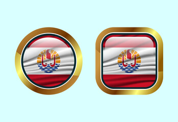 Glossy flag button of French Polynesia, High quality web button design