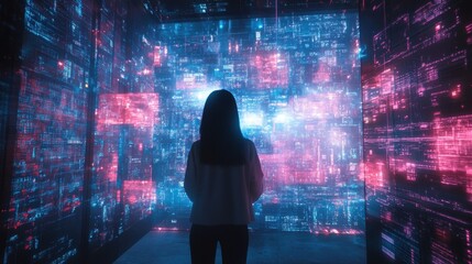 Futuristic AI Visualization Concept in Digital Space