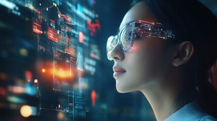 Professional Woman Using AI Analytics Platform