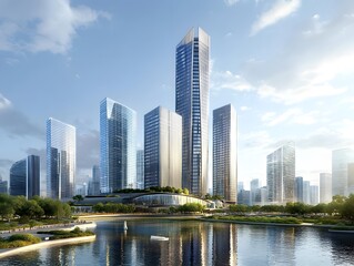 Fototapeta premium Modern skyscrapers in business district