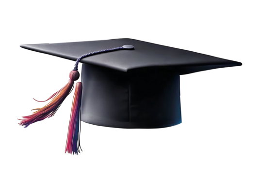 graduation cap and diploma isolated, PNG transparent
