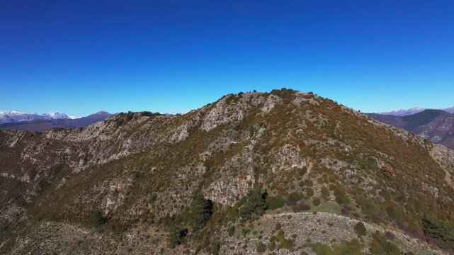 Aerial view of the Mount Brune in the Alpes Maritimes in France