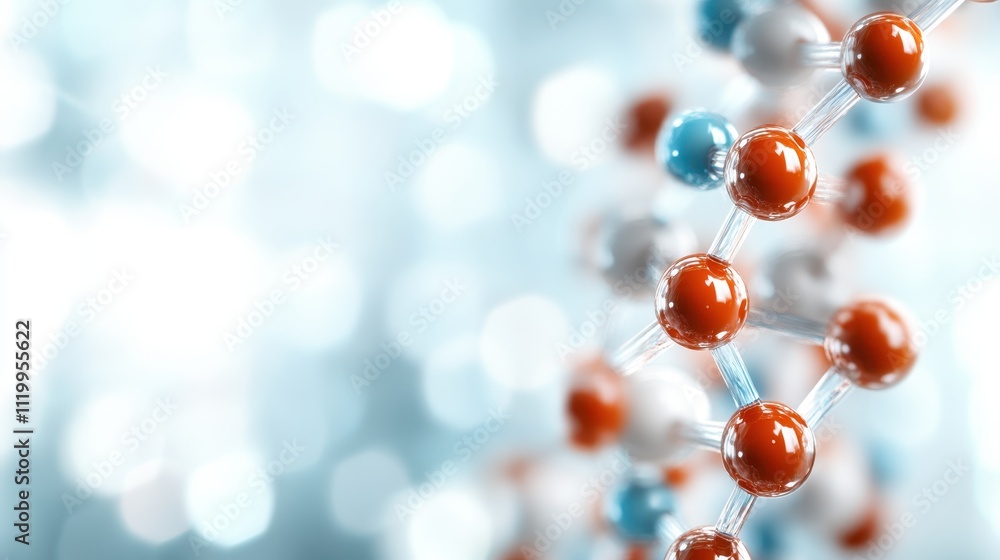 Poster the image presents a multicolored molecular chain symbolizing a dna sequence, highlighting the intri