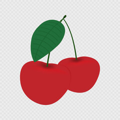 Cartoon two cherry icon. Vector illustration.