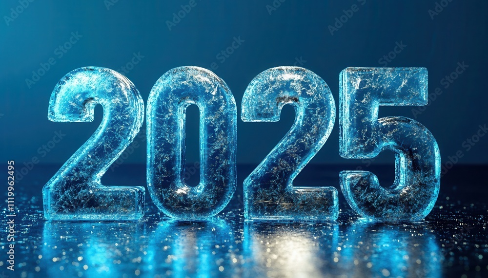 Poster frozen numbers representing the year two thousand twenty five