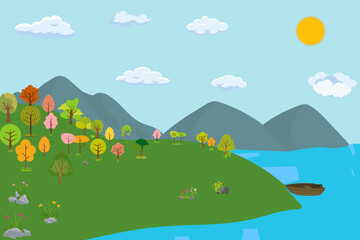 river cutting through the mountains with a boat on the bank