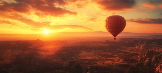 Obraz premium Cappadocia Sunrise Hot Air Balloon Ride: A Breathtaking Aerial View