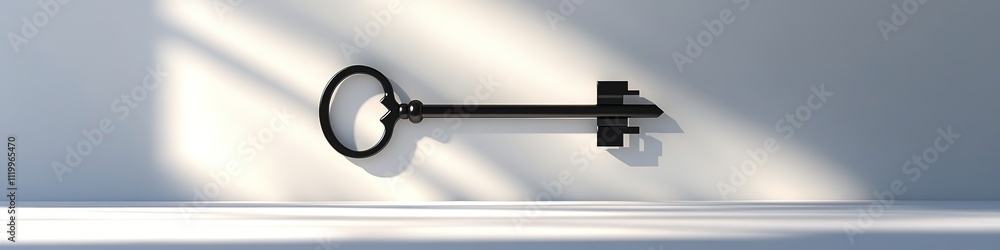Aufkleber decorative key symbol displayed on smooth white surface under diffused light