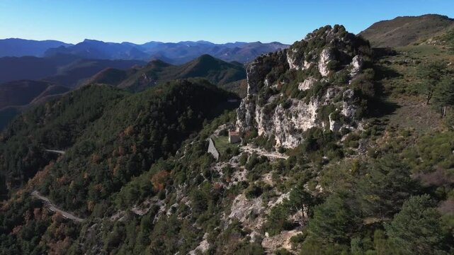 Aerial view of the Sainte-Baume chapel close to Ascros village