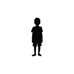 Silhouettes of african kids faces. African boys full body silhouette.