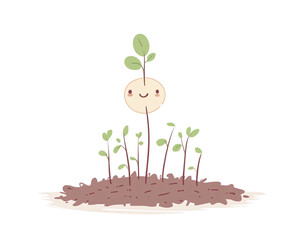 a cartoon of a plant growing out of dirt