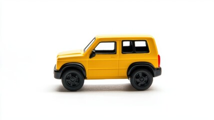Bright yellow toy car isolated for creative play and imaginative adventures