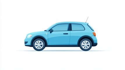Whimsical cartoon car in bright blue color isolated on a simple background