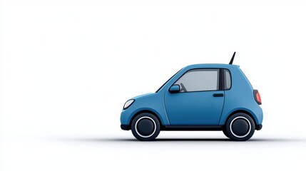 Fototapeta premium Whimsical blue cartoon car features simple design and playful style in bright setting