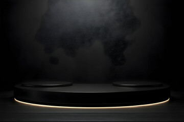 Dark Abstract 3D Background, Black Platform