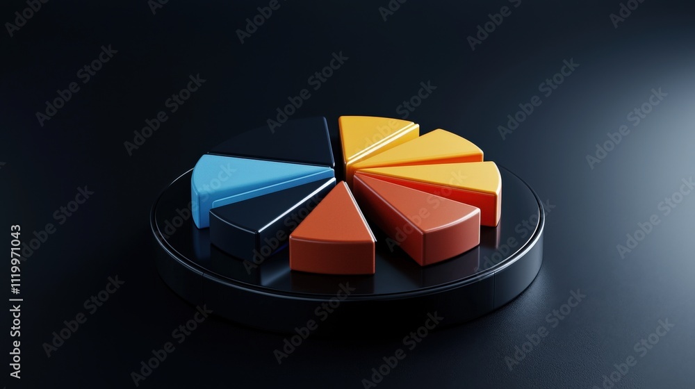 Aufkleber Digital display of a pie chart with highlighted financial trends, perfect for business reports and analytics presentations