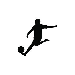 Boy plays football silhouette vector illustration. Silhouette of a boy playing football.