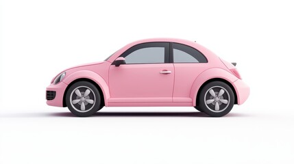 Naklejka premium Whimsical pink cartoon car standing isolated with a playful design and charm