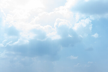 Serene Blue Sky Fluffy White Clouds Bright Sunlight Nature Background
