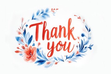 Creative thank you card design featuring floral elements in vibrant colors and artistic lettering