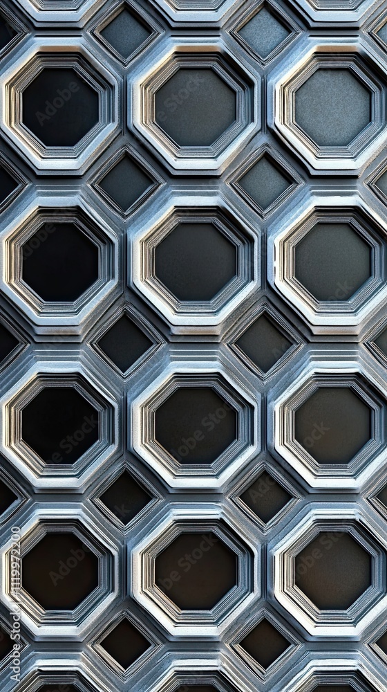 Poster metallic octagonal honeycomb pattern design