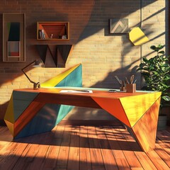Stylish and Functional Modern Desk Setup in Bright Office Interior