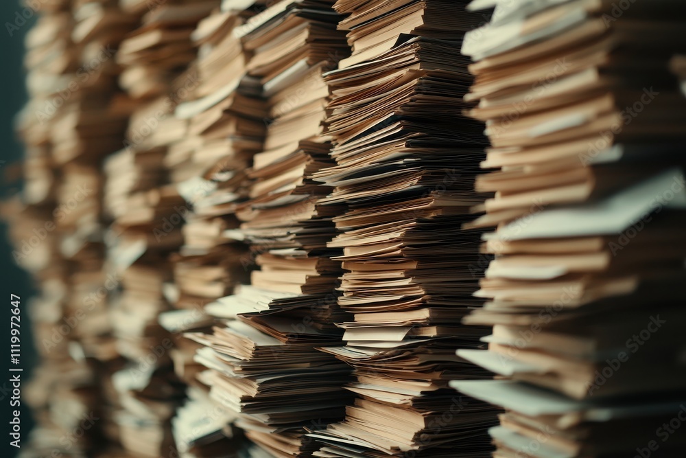 Aufkleber organizing financial documents stacks office environment business content efficient workspace detail