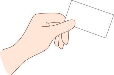Illustration of a hand holding blank paper business card