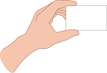 Illustration of a hand holding blank paper business card