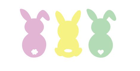 Obraz premium Easter bunny rabbit colorful set silhouettes vector illustration. Colorful Bunnies isolated on white background.