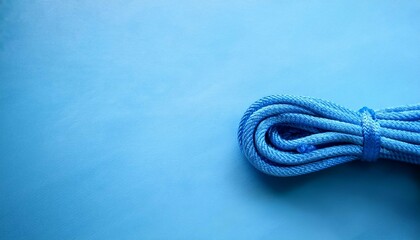 blue braided rope close up on light blue background for nautical and seathemed designs
