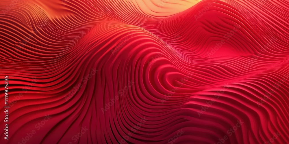 Poster waves of subtle red tones with gradients creating a dynamic background for creative projects