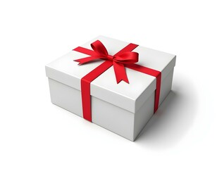 Obraz premium red gift box with ribbon