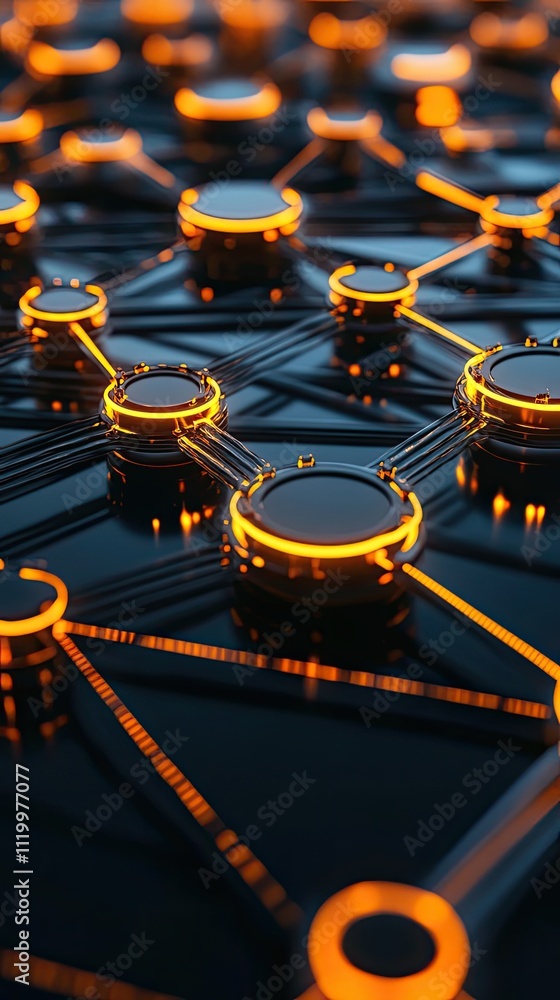 Poster abstract network glowing nodes connected by lines