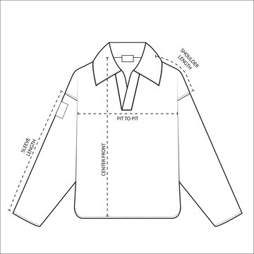 mens long sleeve knitted polo t shirt flat sketch vector technical cad drawing template