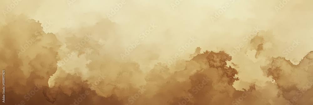 Poster soft beige watercolor background with wispy clouds and generous copy space for creative projects and