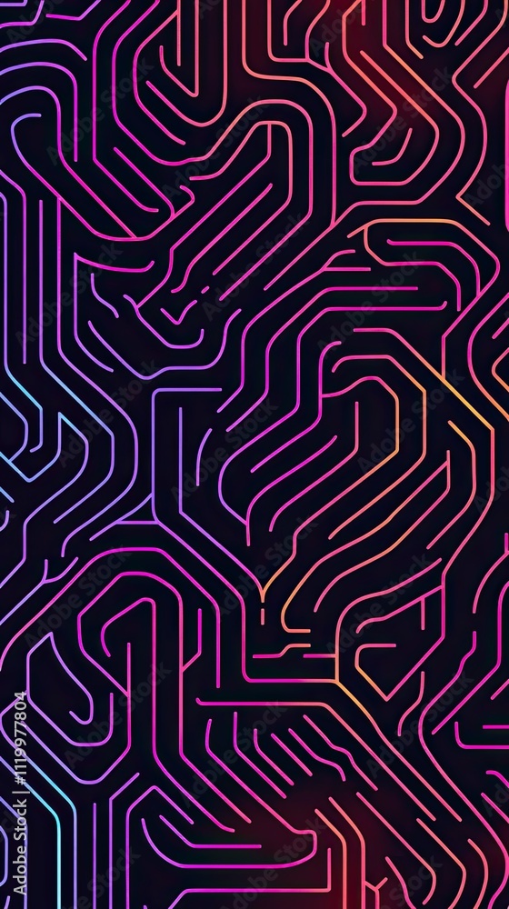 Aufkleber abstract neon lines forming a complex pattern