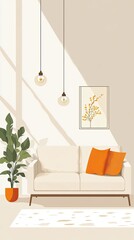 Modern Living Room Interior Design With Beige Sofa