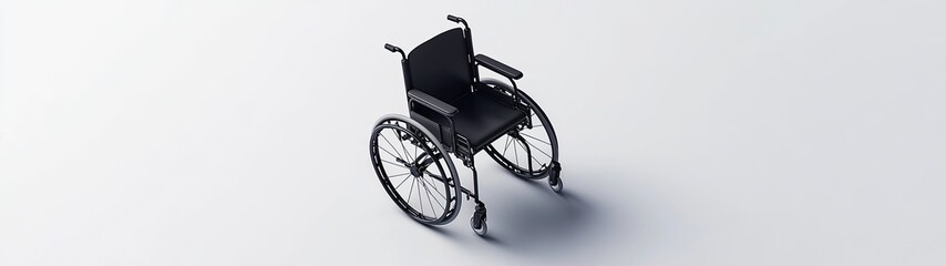 Fototapeta premium Black wheelchair on white background. (1)