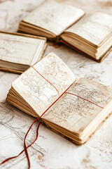 Obraz premium Detailed map showing red lines tracing a journey across geographical locations from the past