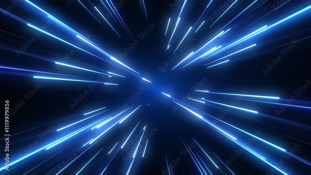 Poster flying in space, then entering hyperspace. hyperspace jump through the stars into space. speed of li