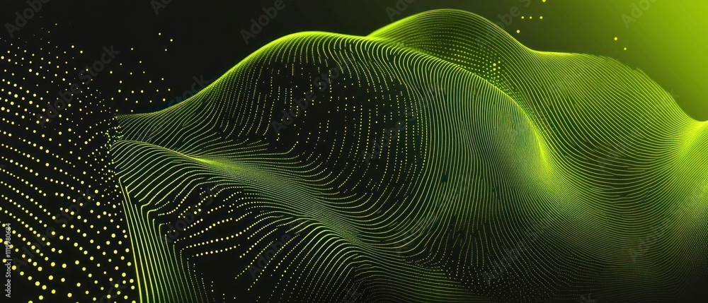 Poster Abstract digital landscape with flowing lines and dots, evoking motion and depth.